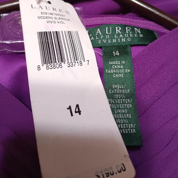 Ralph Lauren Strapless New With Tags Long Evening Gown in Vivid Violet, Size 14 - Picture 3 of 3